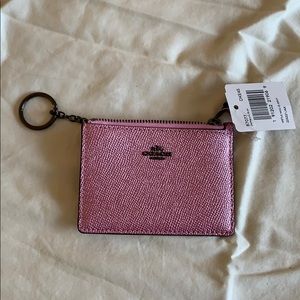 Pink coach mini ID wallet